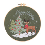 Maxbell Christmas Embroidery Starter Kit with Embroidery Hoop Beginners Cross Stitch Elk