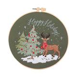Maxbell Christmas Embroidery Starter Kit with Embroidery Hoop Beginners Cross Stitch Elk