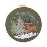 Maxbell Christmas Embroidery Starter Kit with Embroidery Hoop Beginners Cross Stitch Elk