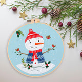 Maxbell Christmas Embroidery Starter Kit with Embroidery Hoop Beginners Cross Stitch Snowman