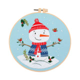 Maxbell Christmas Embroidery Starter Kit with Embroidery Hoop Beginners Cross Stitch Snowman