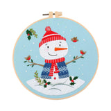 Maxbell Christmas Embroidery Starter Kit with Embroidery Hoop Beginners Cross Stitch Snowman