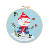 Maxbell Christmas Embroidery Starter Kit with Embroidery Hoop Beginners Cross Stitch Snowman