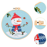 Maxbell Christmas Embroidery Starter Kit with Embroidery Hoop Beginners Cross Stitch Snowman