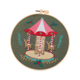 Maxbell Christmas Embroidery Starter Kit with Embroidery Hoop Beginners Cross Stitch Carousel