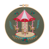 Maxbell Christmas Embroidery Starter Kit with Embroidery Hoop Beginners Cross Stitch Carousel