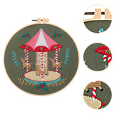Maxbell Christmas Embroidery Starter Kit with Embroidery Hoop Beginners Cross Stitch Carousel