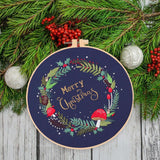 Maxbell Christmas Embroidery Starter Kit with Embroidery Hoop Beginners Cross Stitch Plant