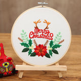 Maxbell Christmas Embroidery Kit for Beginner Handwork Art Handmade Sewing Craft Set Christmas Antlers