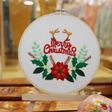 Maxbell Christmas Embroidery Kit for Beginner Handwork Art Handmade Sewing Craft Set Christmas Antlers