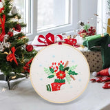 Maxbell Christmas Embroidery Kit for Beginner Handwork Art Handmade Sewing Craft Set Christmas Stocking