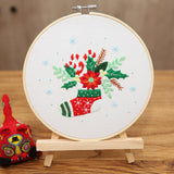 Maxbell Christmas Embroidery Kit for Beginner Handwork Art Handmade Sewing Craft Set Christmas Stocking