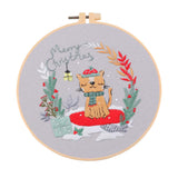 Maxbell Christmas Embroidery Starter Kit Supplies Creative Decorative Gift Craft Set Cat