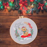 Maxbell Christmas Embroidery Starter Kit Supplies Creative Decorative Gift Craft Set Cat