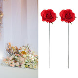 Maxbell 2Pcs Rose Garden Stakes Decor Realistic Yard Stakes for Porch Path Backyards Red