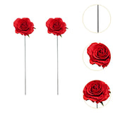 Maxbell 2Pcs Rose Garden Stakes Decor Realistic Yard Stakes for Porch Path Backyards Red