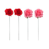 Maxbell 2Pcs Rose Garden Stakes Decor Realistic Yard Stakes for Porch Path Backyards Red
