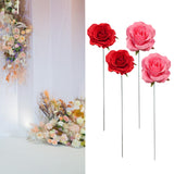 Maxbell 2Pcs Rose Garden Stakes Decor Realistic Yard Stakes for Porch Path Backyards Red