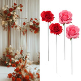 Maxbell 2Pcs Rose Garden Stakes Decor Realistic Yard Stakes for Porch Path Backyards Red