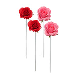 Maxbell 2Pcs Rose Garden Stakes Decor Realistic Yard Stakes for Porch Path Backyards Red