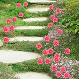 Maxbell 2Pcs Rose Garden Stakes Decor Realistic Yard Stakes for Porch Path Backyards Red