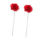 Maxbell 2Pcs Rose Garden Stakes Decor Realistic Yard Stakes for Porch Path Backyards Red