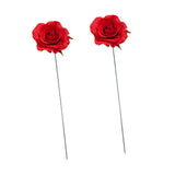 Maxbell 2Pcs Rose Garden Stakes Decor Realistic Yard Stakes for Porch Path Backyards Red