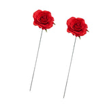 Maxbell 2Pcs Rose Garden Stakes Decor Realistic Yard Stakes for Porch Path Backyards Red