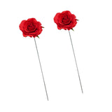 Maxbell 2Pcs Rose Garden Stakes Decor Realistic Yard Stakes for Porch Path Backyards Red