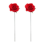 Maxbell 2Pcs Rose Garden Stakes Decor Realistic Yard Stakes for Porch Path Backyards Red
