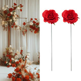 Maxbell 2Pcs Rose Garden Stakes Decor Realistic Yard Stakes for Porch Path Backyards Red