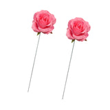 Maxbell 2Pcs Rose Garden Stakes Decor Realistic Yard Stakes for Porch Path Backyards Pink