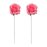 Maxbell 2Pcs Rose Garden Stakes Decor Realistic Yard Stakes for Porch Path Backyards Pink
