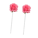 Maxbell 2Pcs Rose Garden Stakes Decor Realistic Yard Stakes for Porch Path Backyards Pink
