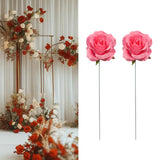 Maxbell 2Pcs Rose Garden Stakes Decor Realistic Yard Stakes for Porch Path Backyards Pink