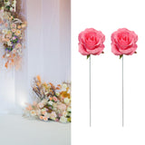 Maxbell 2Pcs Rose Garden Stakes Decor Realistic Yard Stakes for Porch Path Backyards Pink