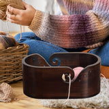 Maxbell Yarn Bowl Sturdy Wooden Yarn Ball Holder for Wife Grandmother Crochet Lovers Double Holes