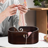 Maxbell Yarn Bowl Sturdy Wooden Yarn Ball Holder for Wife Grandmother Crochet Lovers Double Holes