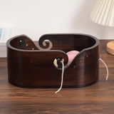 Maxbell Yarn Bowl Sturdy Wooden Yarn Ball Holder for Wife Grandmother Crochet Lovers Double Holes