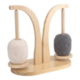 Maxbell Yarn Ball Holder Mother Gift Rotatable Double Spindles Portable Thread Stand Wood Color