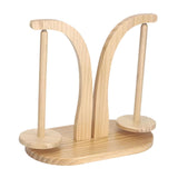Maxbell Yarn Ball Holder Mother Gift Rotatable Double Spindles Portable Thread Stand Wood Color