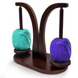 Maxbell Yarn Ball Holder Mother Gift Rotatable Double Spindles Portable Thread Stand Dark Brown
