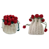 Maxbell Crochet Bag Materials Fashion Rose Drawstring Pouch for Travel Beach Holiday Drawstring Bag
