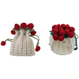 Maxbell Crochet Bag Materials Fashion Rose Drawstring Pouch for Travel Beach Holiday Drawstring Bag
