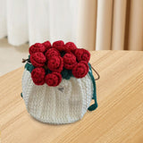 Maxbell Crochet Bag Materials Fashion Rose Drawstring Pouch for Travel Beach Holiday Drawstring Bag