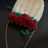 Maxbell Crochet Bag Materials Fashion Rose Drawstring Pouch for Travel Beach Holiday Drawstring Bag