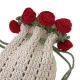 Maxbell Crochet Bag Materials Fashion Rose Drawstring Pouch for Travel Beach Holiday Phone Bag