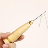 Maxbell Sewing Awl Haft Shoe Repair Wooden Handle for Leatherworking Punching Adults
