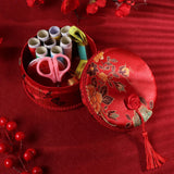 Maxbell Sewing Set for Adults Small Round Sewing Box Tape Measure for Dorm Household