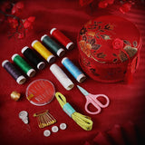 Maxbell Sewing Set for Adults Small Round Sewing Box Tape Measure for Dorm Household